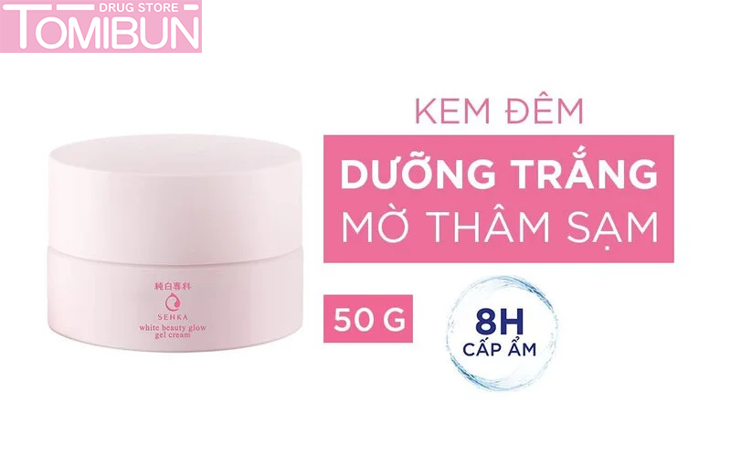 KEM DƯỠNG SÁNG DA, MỜ THÂM SẠM BAN ĐÊM SENKA WHITE BEAUTY GLOW GEL CREAM 50G